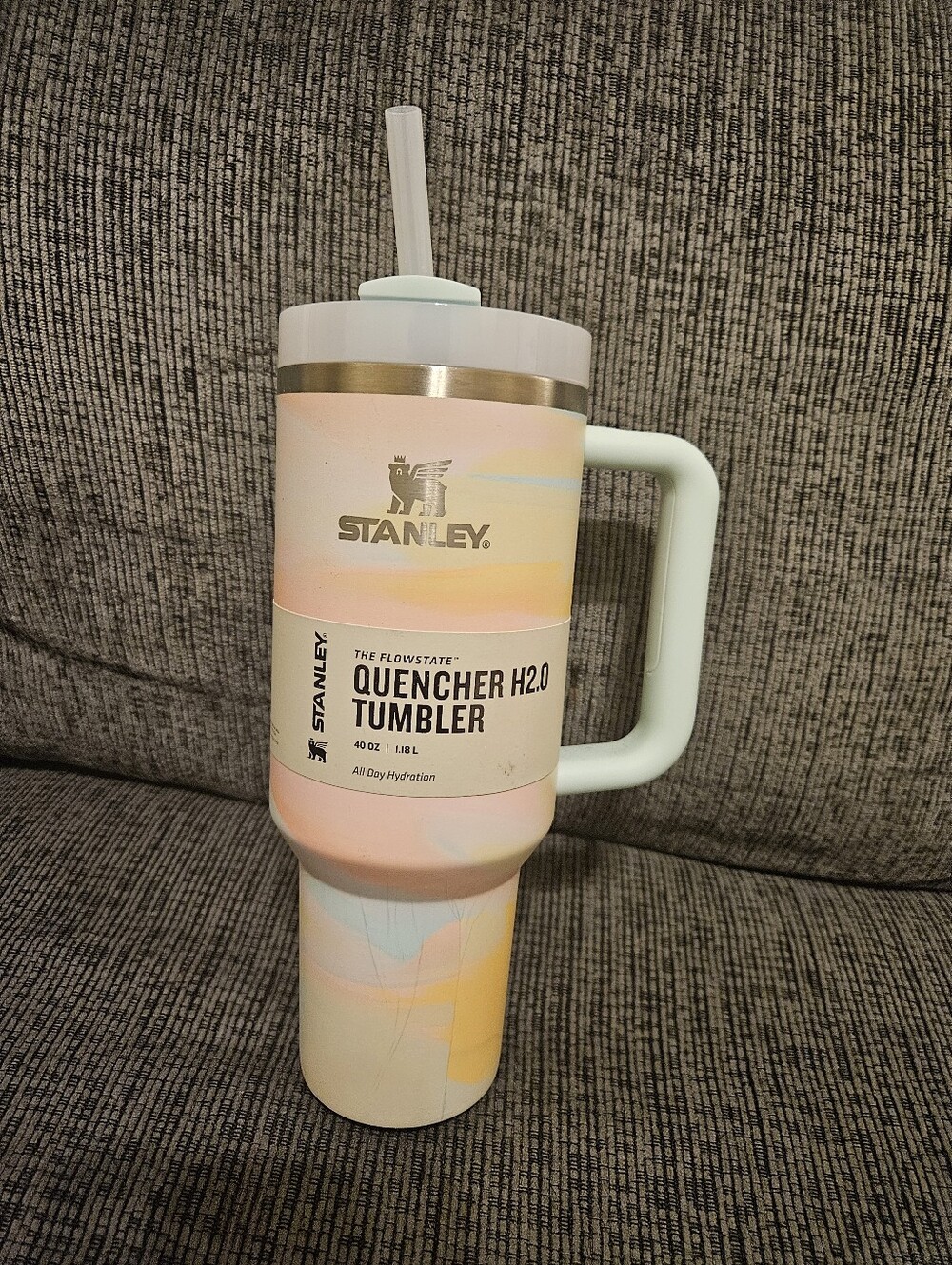Stanley Quencher - Pastel Mint, Peach & Yellow | Warm Serene Brushstrokes